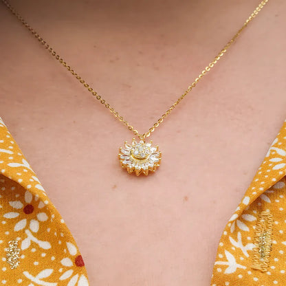 Collar Girasol Giratorio, Un Detalle de Amor y Tranquilidad - INCLUYE CAJA DE LUJO 🎁
