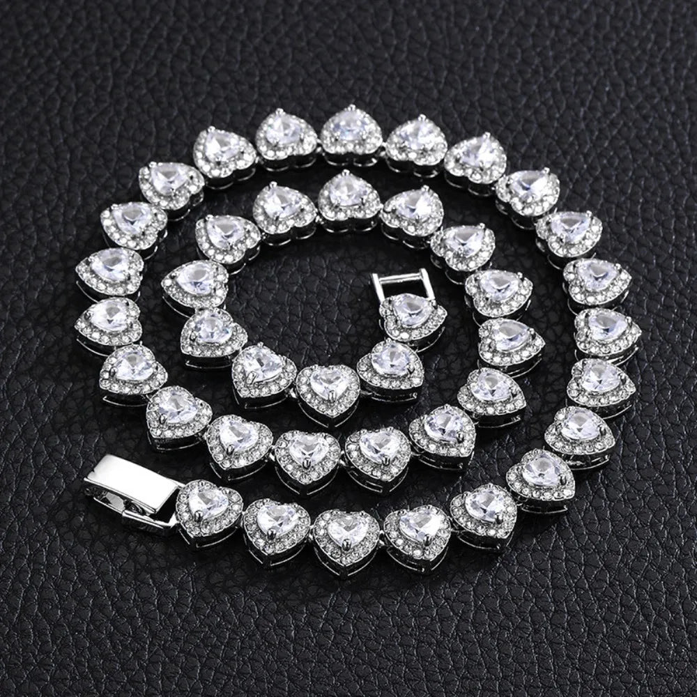 Collar Diamantado Corazones - ✨ Oro laminado 18k Calidad Premium