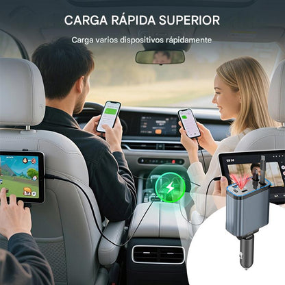Cargador retráctil de coche ultrarrápido 4 en 1