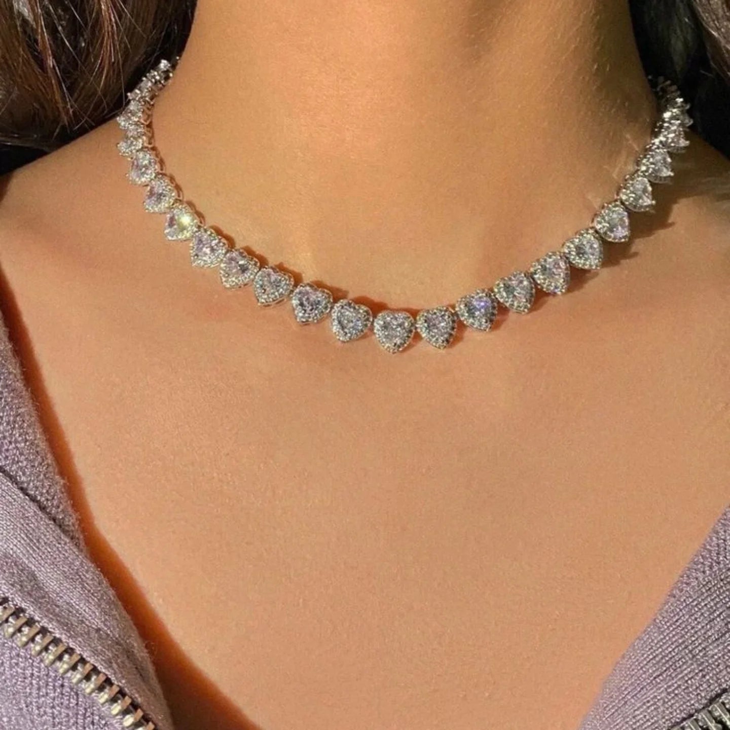 Collar Diamantado Corazones - ✨ Oro laminado 18k Calidad Premium