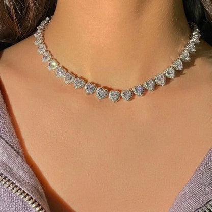 Collar Diamantado Corazones - ✨ Oro laminado 18k Calidad Premium