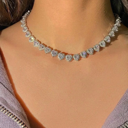 Collar Diamantado Corazones - ✨ Oro laminado 18k Calidad Premium