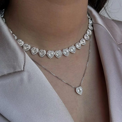 Collar Diamantado Corazones - ✨ Oro laminado 18k Calidad Premium