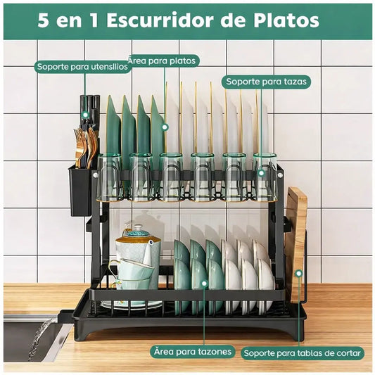 Escurridor de Platos 2 Niveles con Drenaje