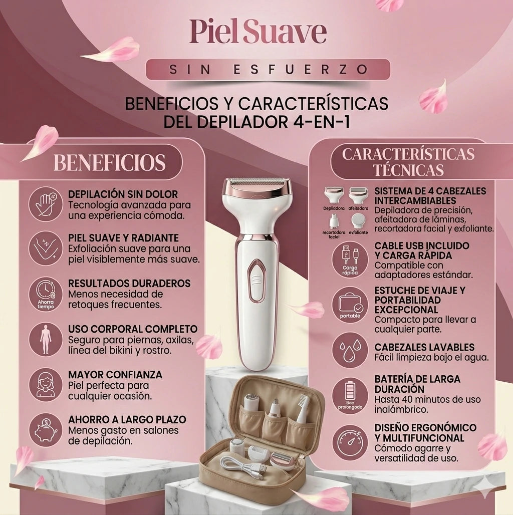 Depiladora Trimmer Recargable 4 En 1
